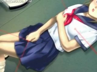 Hentai cutie in school uniform masturbating pussy