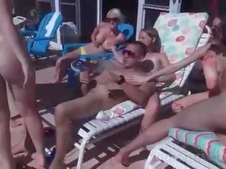 Crazy pool sex party with dick humping in group