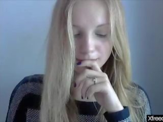 Shy girl on webcam