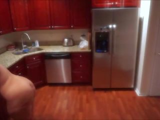 Naked Housewife Cleaning The Kitchen
