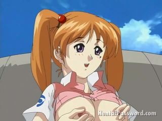 Derr tailed manga cutie luan me të saj rozë nipps dhe merr pompohet nga të saj elegant mik