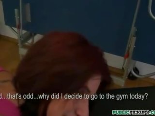 Perky titted amateur Lucie drilled in the gym