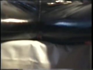 Sperm-Traudl with crotchopen pvc trousers gets a fuck without foreplay